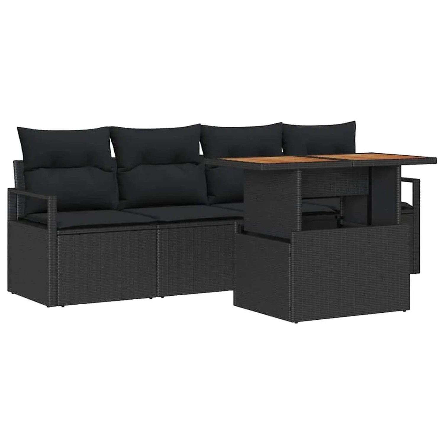 vidaXL Garten-Sofa-Set mit Kissen 5-Tlg Schwarz 3349645