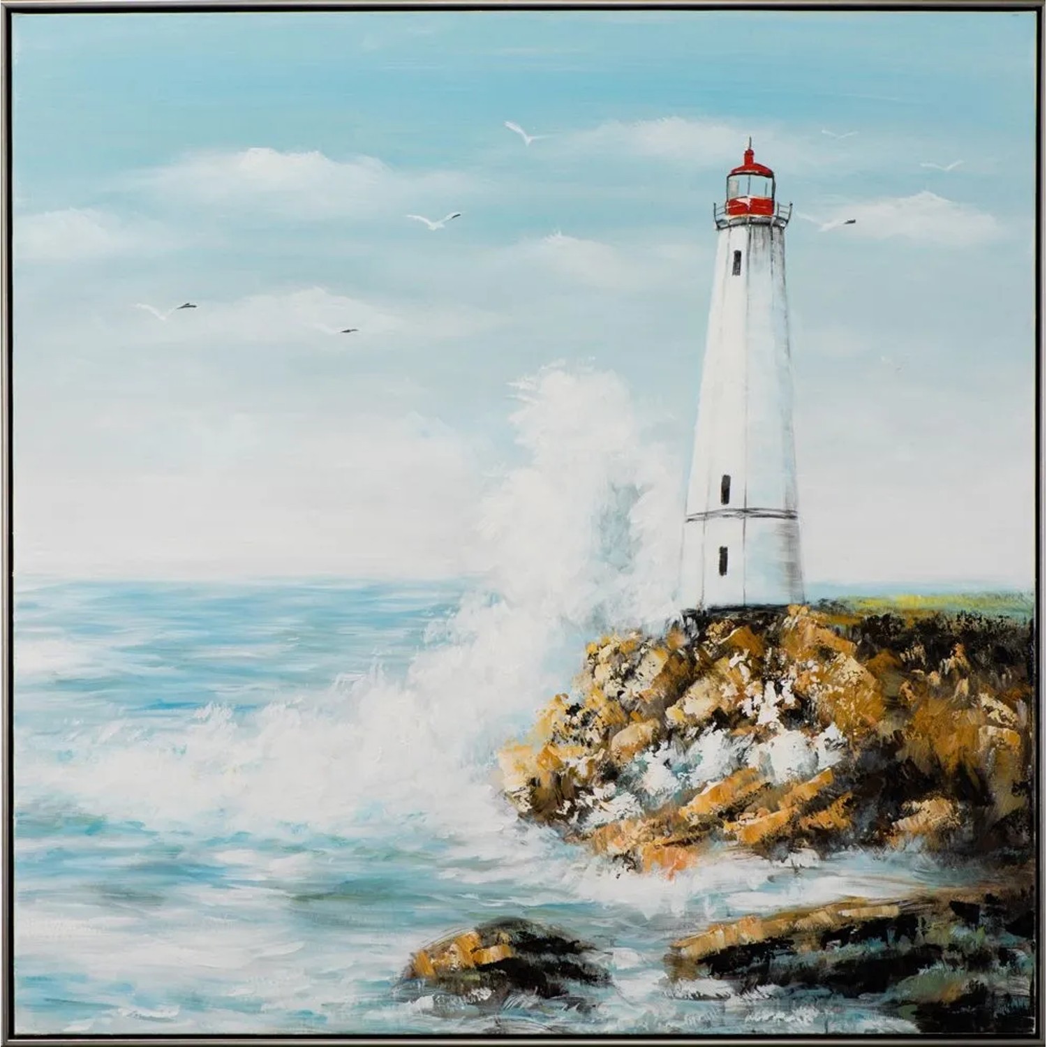 Art Universe Leinwandbild Leuchtturminsel 102 x 102 cm