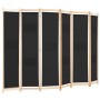 Schwarzer 6-teiliger Raumteiler (240x170x4 cm) aus Stoff und Holz, ideal als Trennwand und Dekoration.