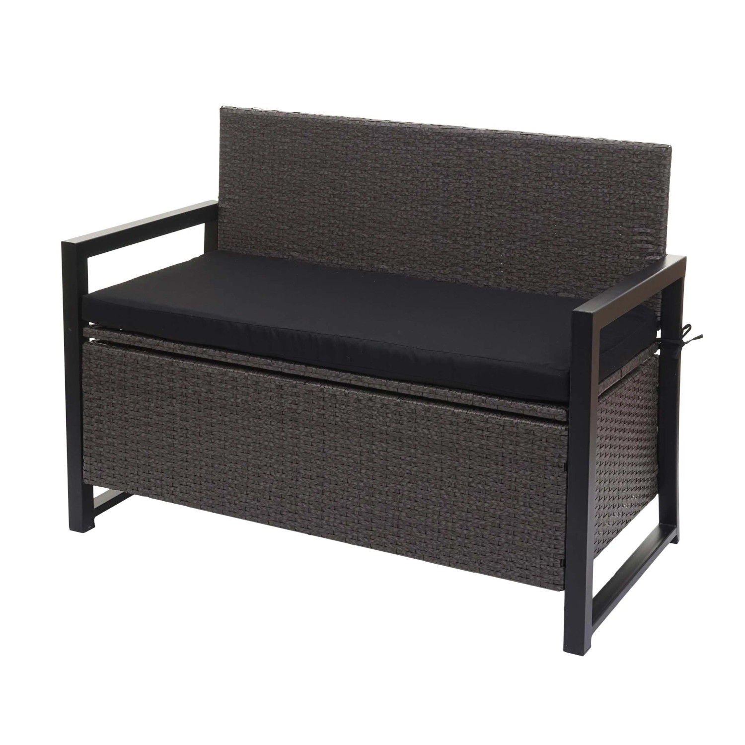 MCW Poly-Rattan 2er Sitzbank F39 Grau Kissen Schwarz