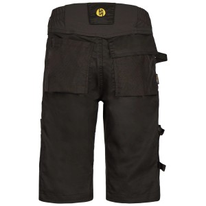 Schwarze Hans Schäfer Workwear Shorts Amazone für Damen, Rückansicht mit vielen Taschen und elastischem Bund.