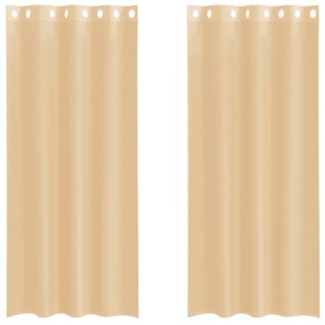 vidaXL Voile Vorhänge mit Ösen 2 Stk Sandfarbe 4102121