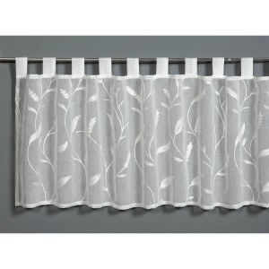 Transparente Bennetti Bistrogardine Dolly mit Ranken-Stickerei, natur, 48x140 cm.