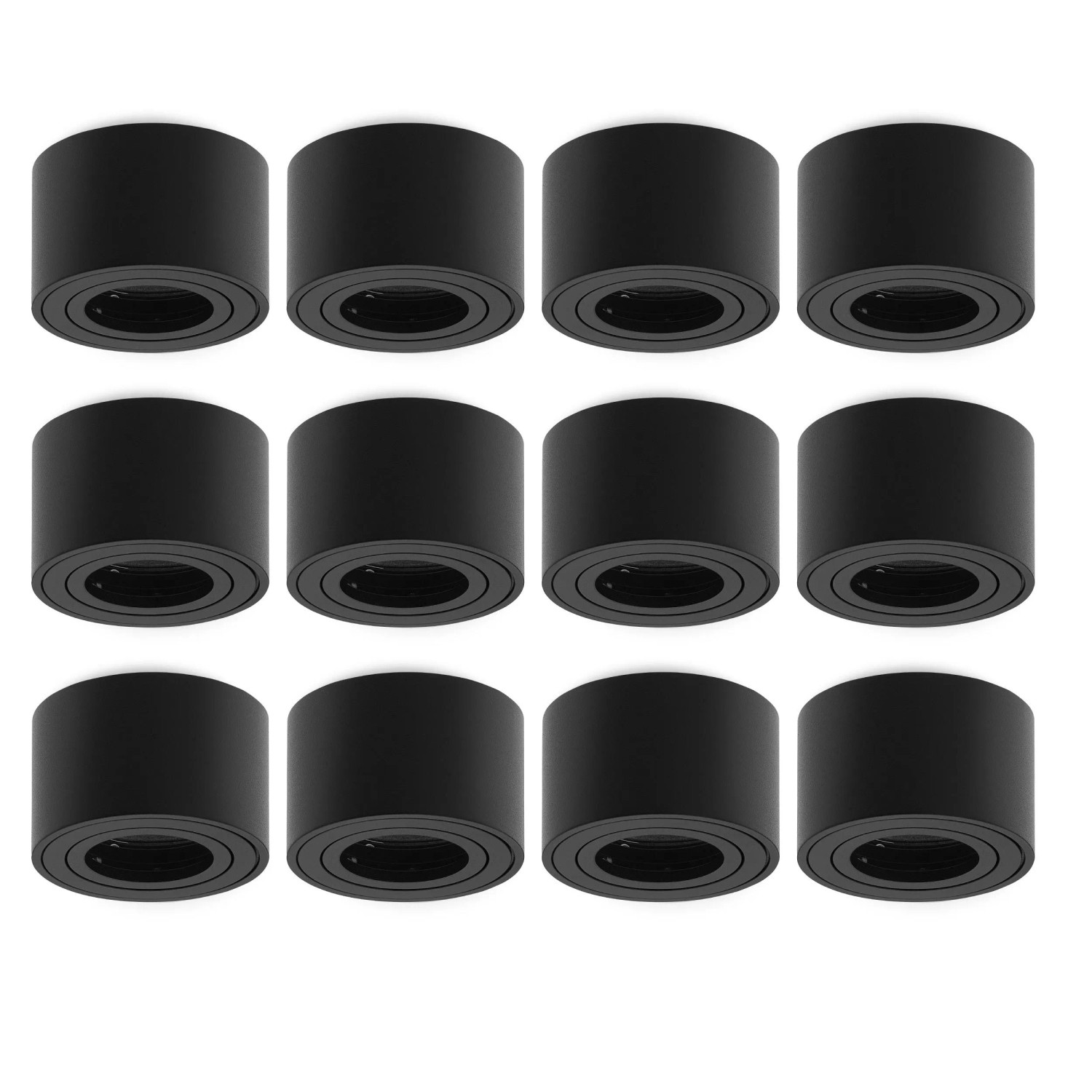 Oktaplex Lile S 12er Set Aufputz-Deckenspot Gehäuse ohne Leuchtmittel Schwarz Schwenkbar für 50-mm-LED-Module