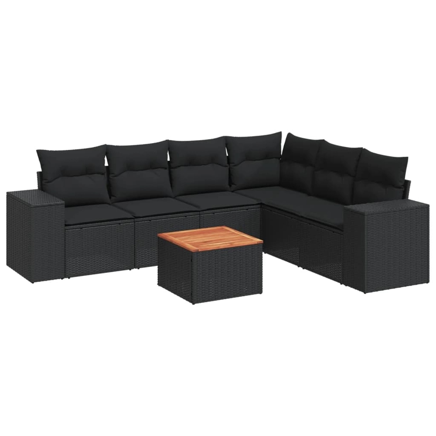 vidaXL 7-tlg Garten-Sofagarnitur mit Kissen Schwarz Poly Rattan Modell 50 günstig online kaufen