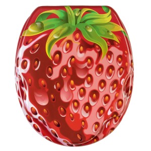 Sanilo WC-Sitz Strawberry aus Holz mit Erdbeer-Motiv und Absenkautomatik.