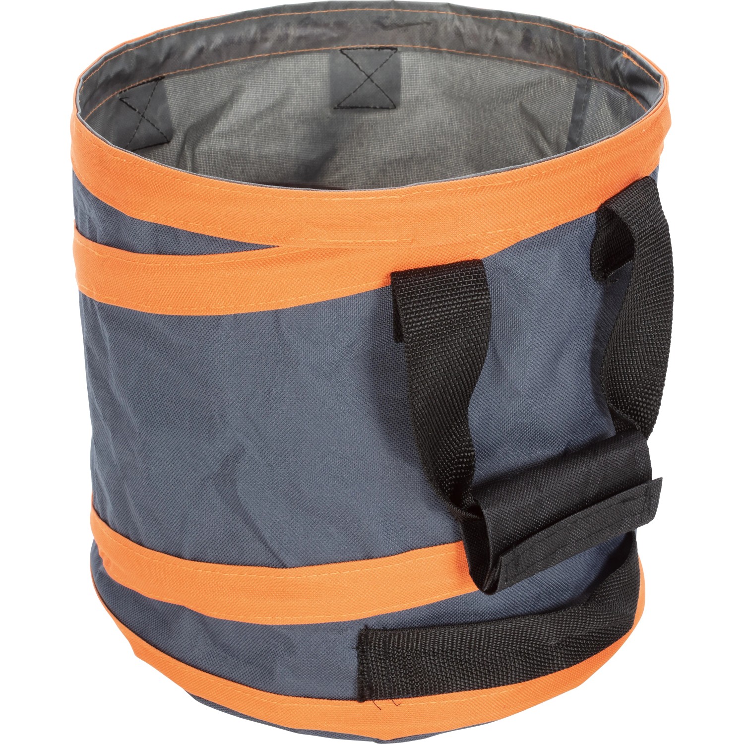 Gartenabfallsack Pop Up, 3er-Set, grau/orange, mit Trageschlaufen für Gartenabfälle.