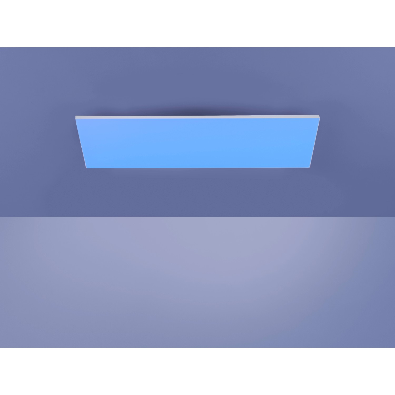 Weißes, rahmenloses Paul Neuhaus LED-Panel, 60x30 cm, als Deckenleuchte montiert.