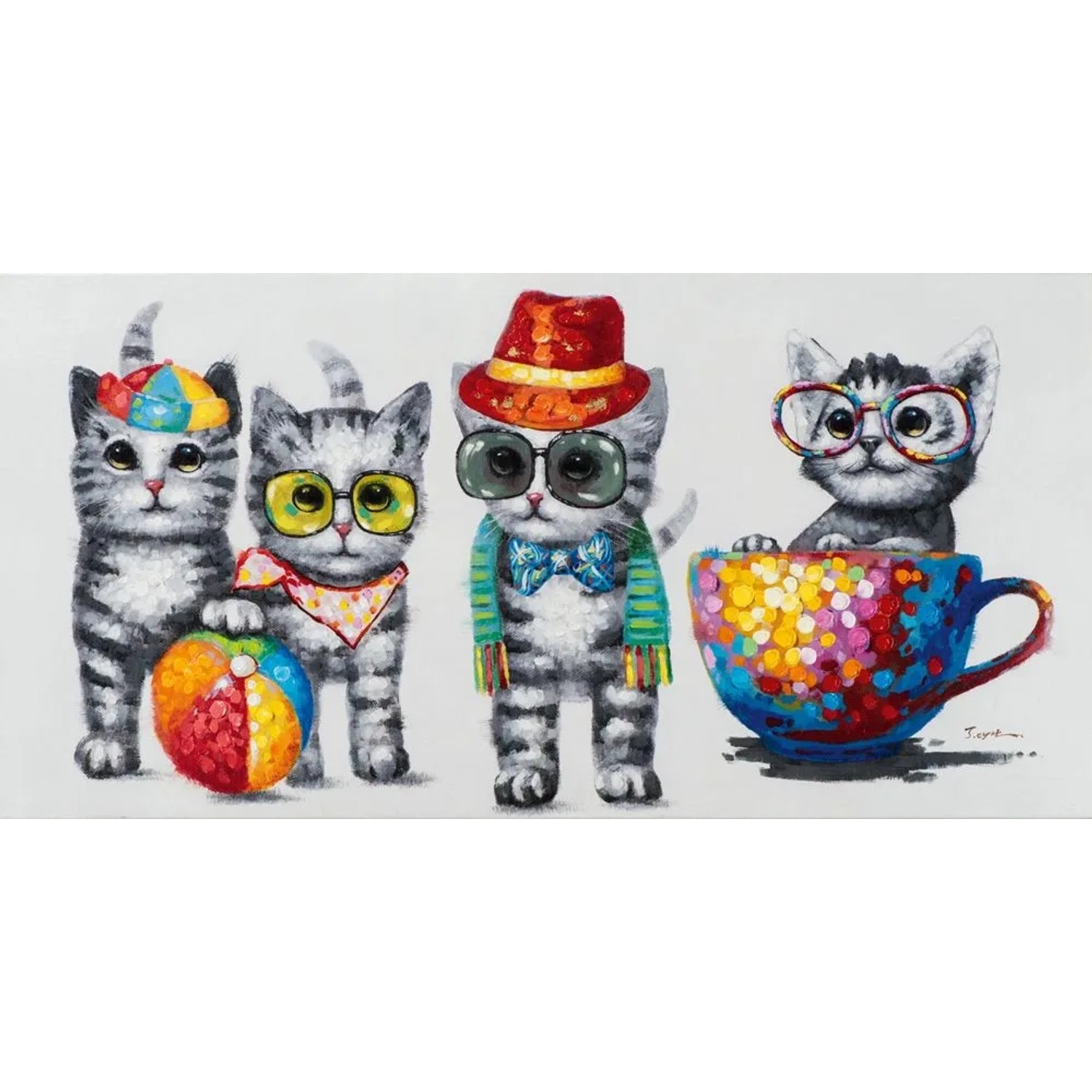 Art Universe Leinwandbild Süße Katzenbande 60 x 120 cm