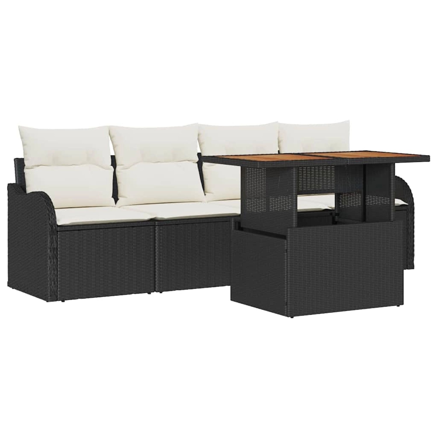 vidaXL Garten-Sofa-Set mit Speicher 5-Tlg Schwarz Poly Rattan 3358126 günstig online kaufen