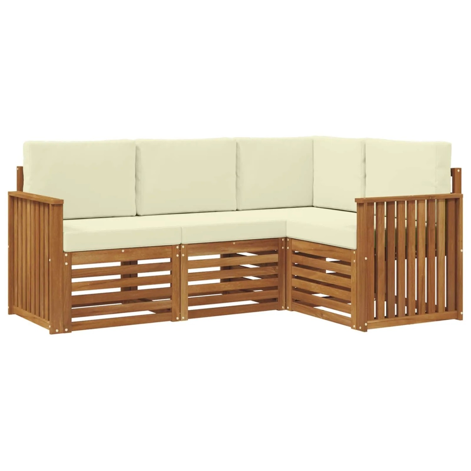 vidaXL Sofagarnituren 4 Tlg Natur und Creme Massivholz Akazie 3374725