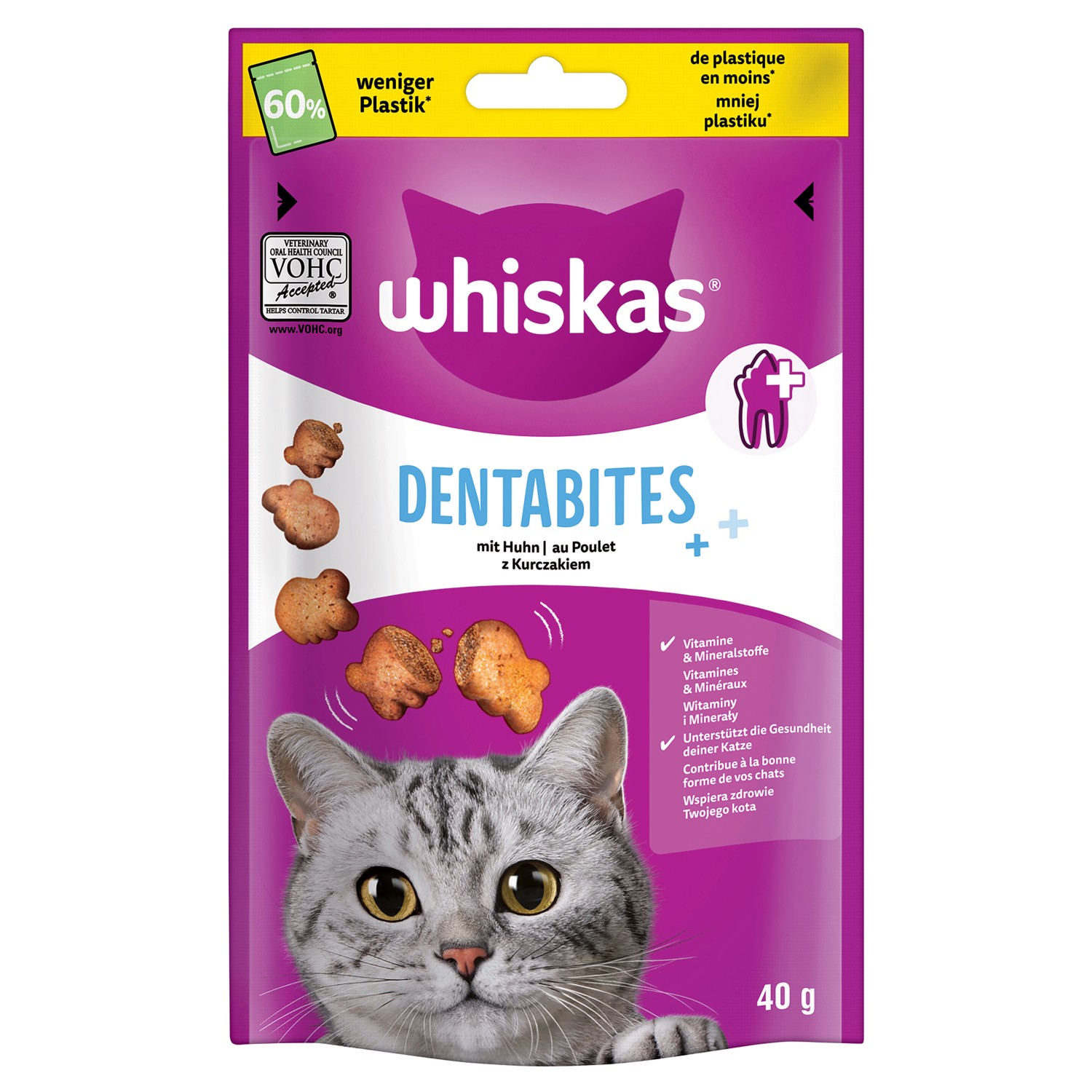 Whiskas Katzen-Ergänzungsfutter Dentabits Huhn 40 g