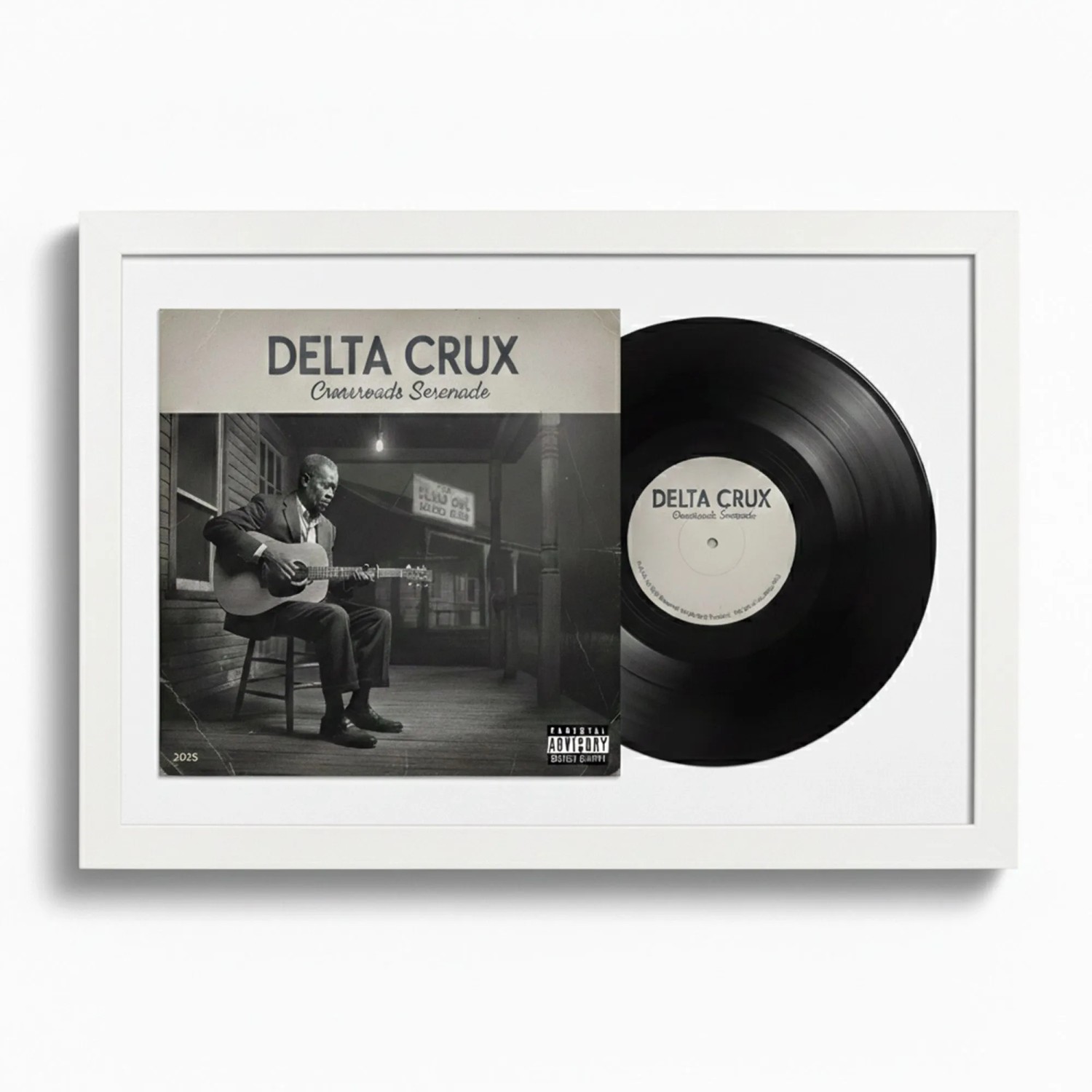 K-Möbel Schallplatten Rahmen Weiß 40x60cm 2er Set mit Weißem Passepartout für Vinyl & Cover