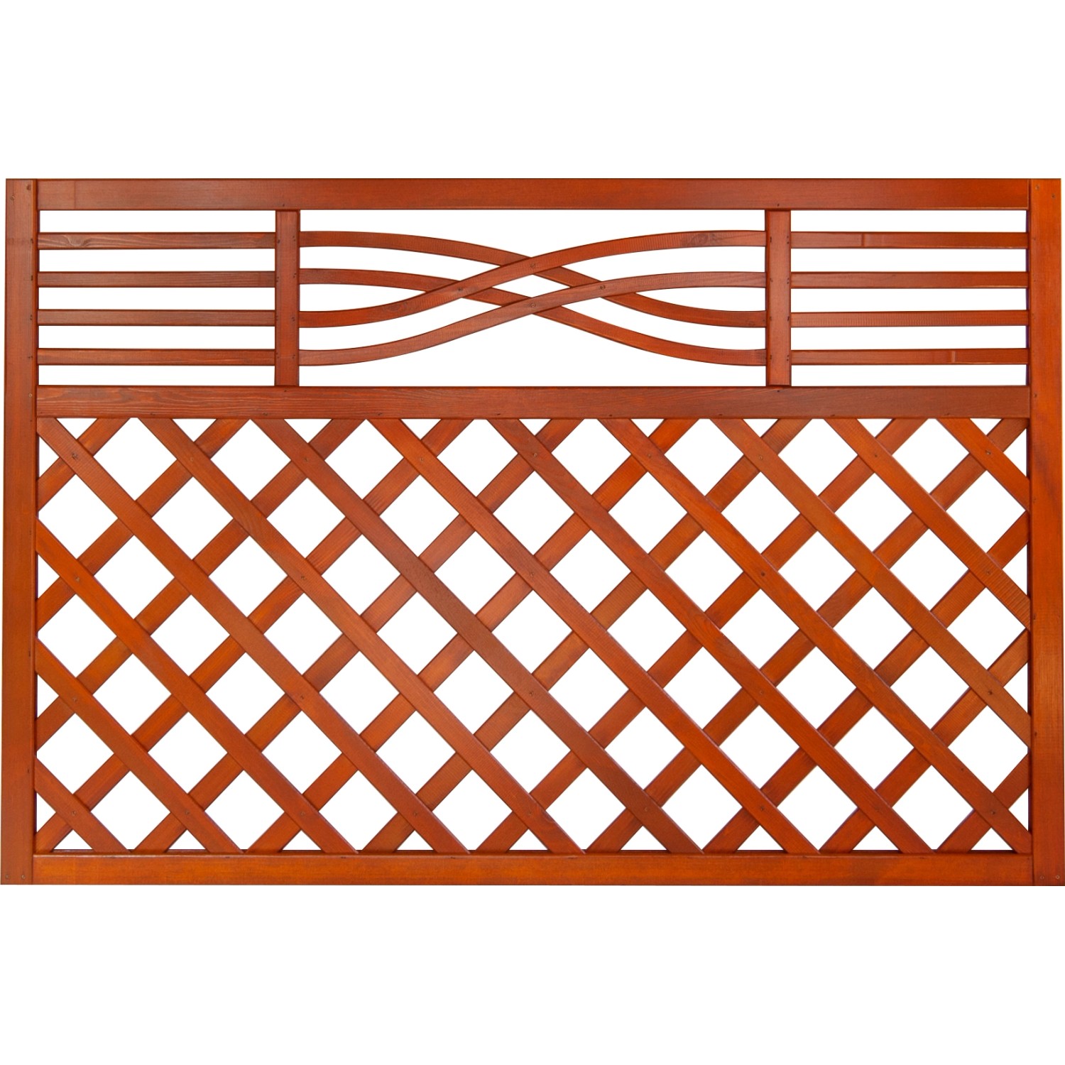 Vorgartenzaun Malaga mit Gitter 120 cm x 180 cm Teak