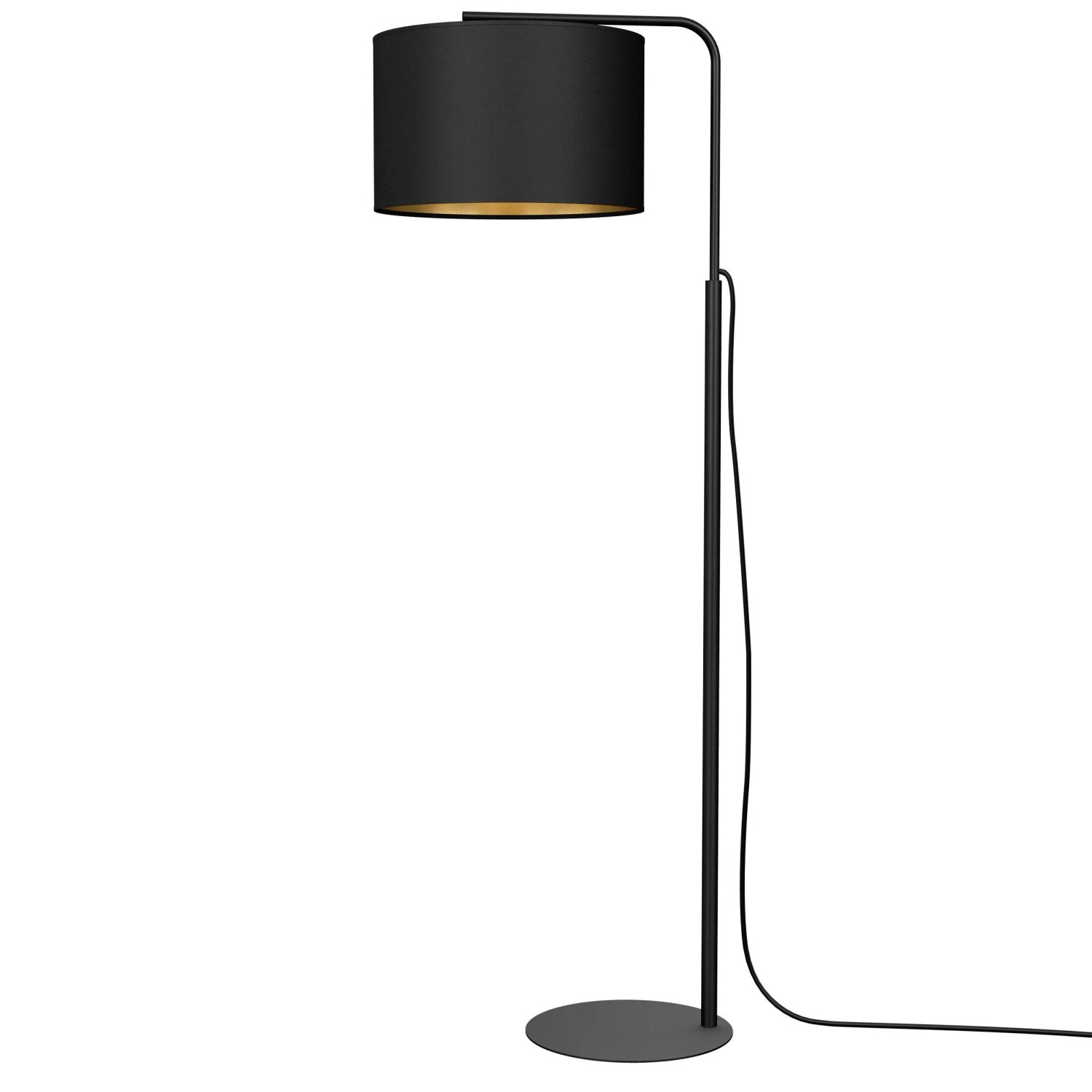Licht-Erlebnisse Stehlampe Schwarz Gold 151 cm Klein Metall Stoff E27