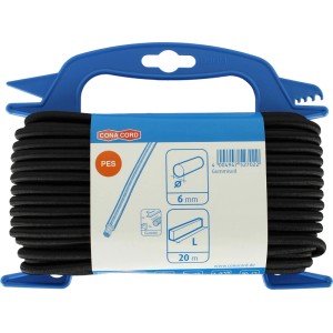 Conacord Gummiseil, 6 mm Durchmesser, 20 m Länge, geflochten, schwarz.