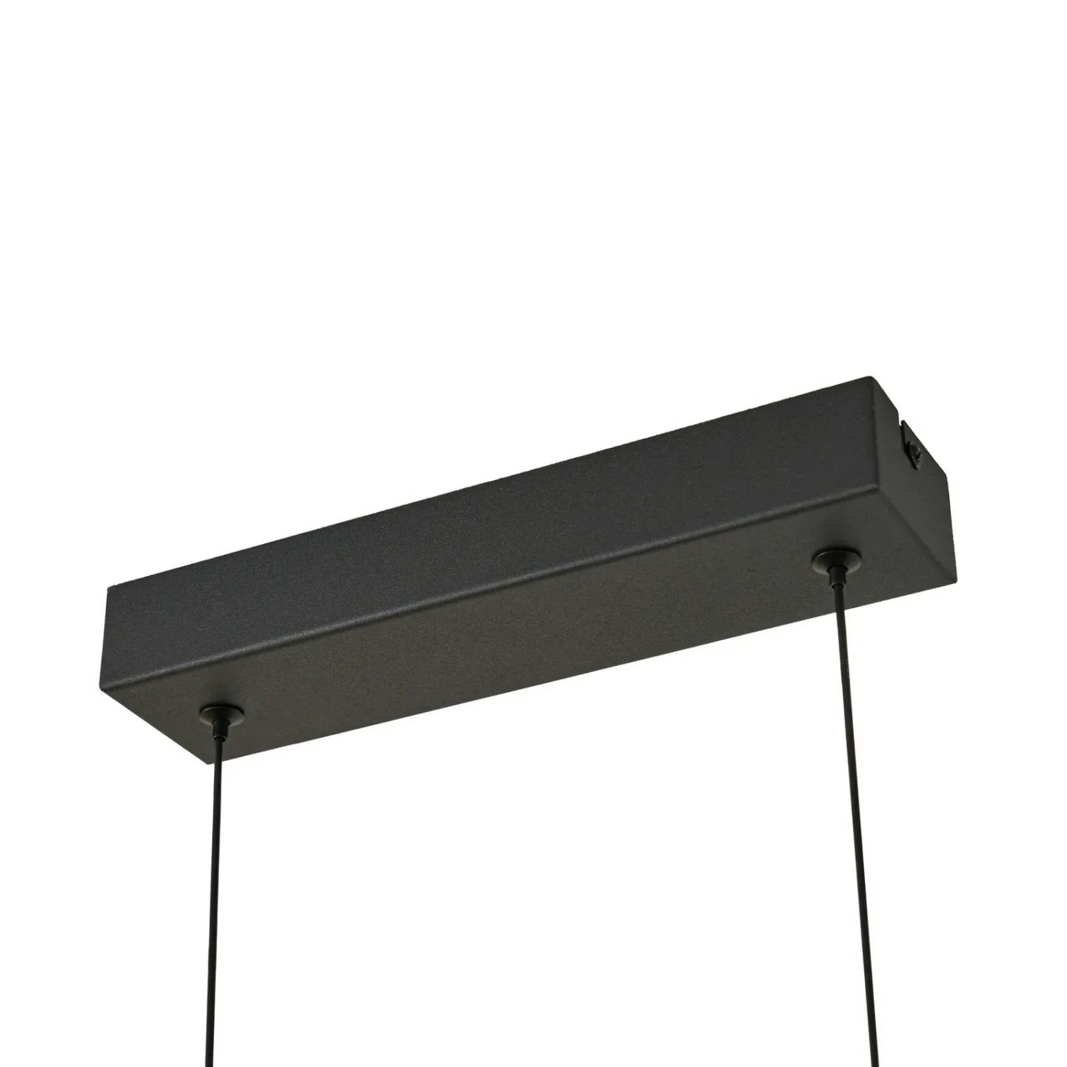 Detailaufnahme der schwarzen Lucande LED Pendelleuchte Martis, 4-flammig, aus Glas.