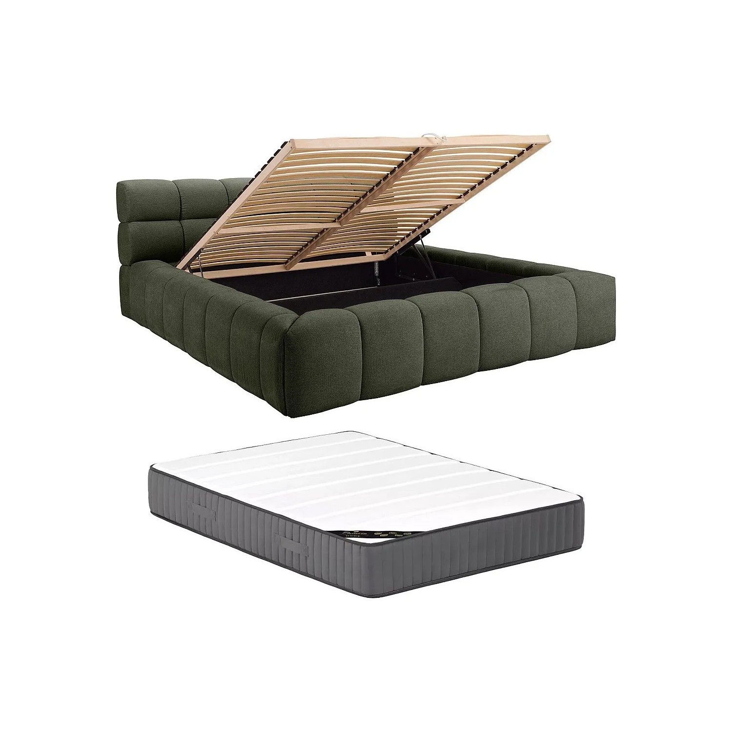 Vente-unique Bett Mit Bettkasten Forvik Grün 204 cm