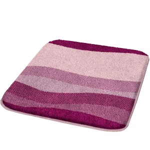 Beerefarbener Kleine Wolke Badteppich Miami mit Wellenmuster, 50x60 cm.