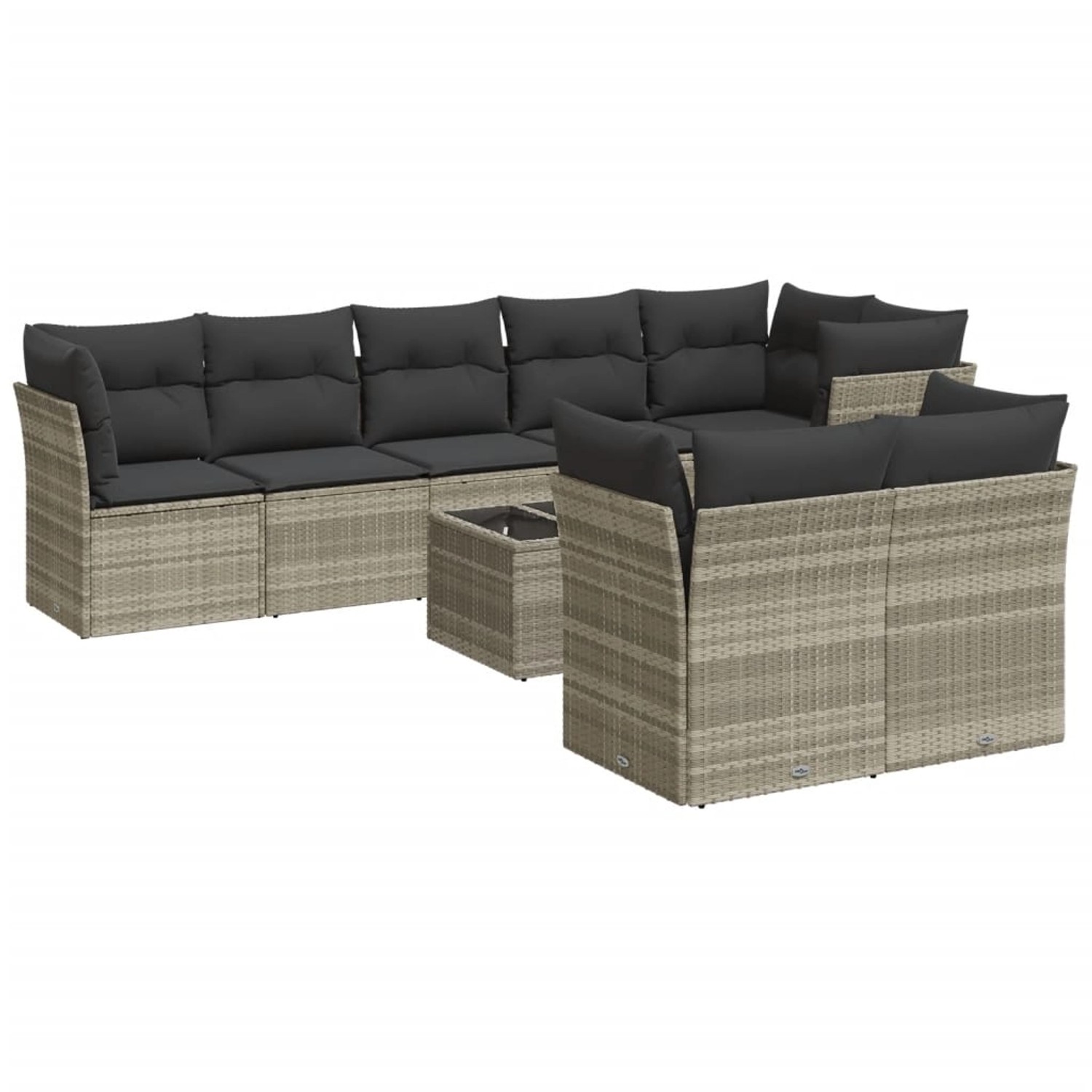 vidaXL 9-Tlg Garten-Sofagarnitur mit Kissen Hellgrau Poly Rattan 3217922 günstig online kaufen