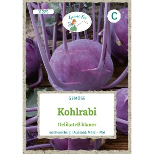 Samenpackung Grüne Fee Kohlrabi Delikateß Blauer mit blauer Kohlrabiknolle.