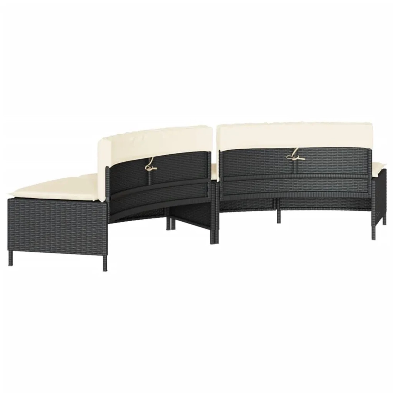 vidaXL Whirlpool-Bänke, 2 Stk., schwarz, Poly Rattan mit Auflagen. Whirlpool Zubehör für entspannte Stunden.