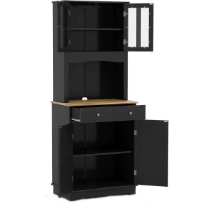 Costway Küchenschrank Buffetschrank Schwarz Hoch 170 cm