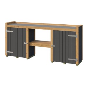 Weka Pflanztisch Killarney, anthrazit/Eiche, mit Arbeitsfläche und abschließbaren Türen für Gartenhaus.