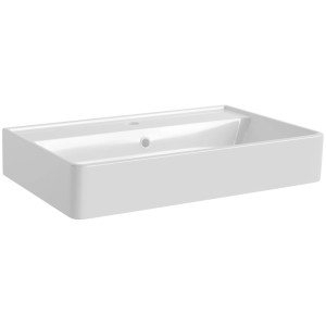 Fackelmann Aufsatzwaschbecken Vaida, 61 cm, Keramik, weiß, mit Hahnloch und Überlauf.