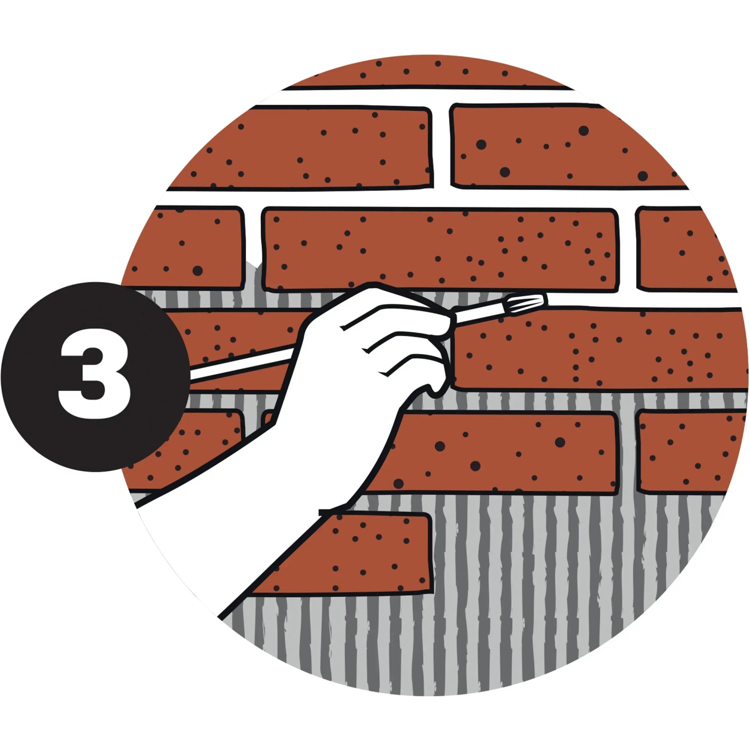 Illustration: Verfugen von Elabrick Eckverblendern Geneve (rotbraune Riemchen) mit Pinsel.