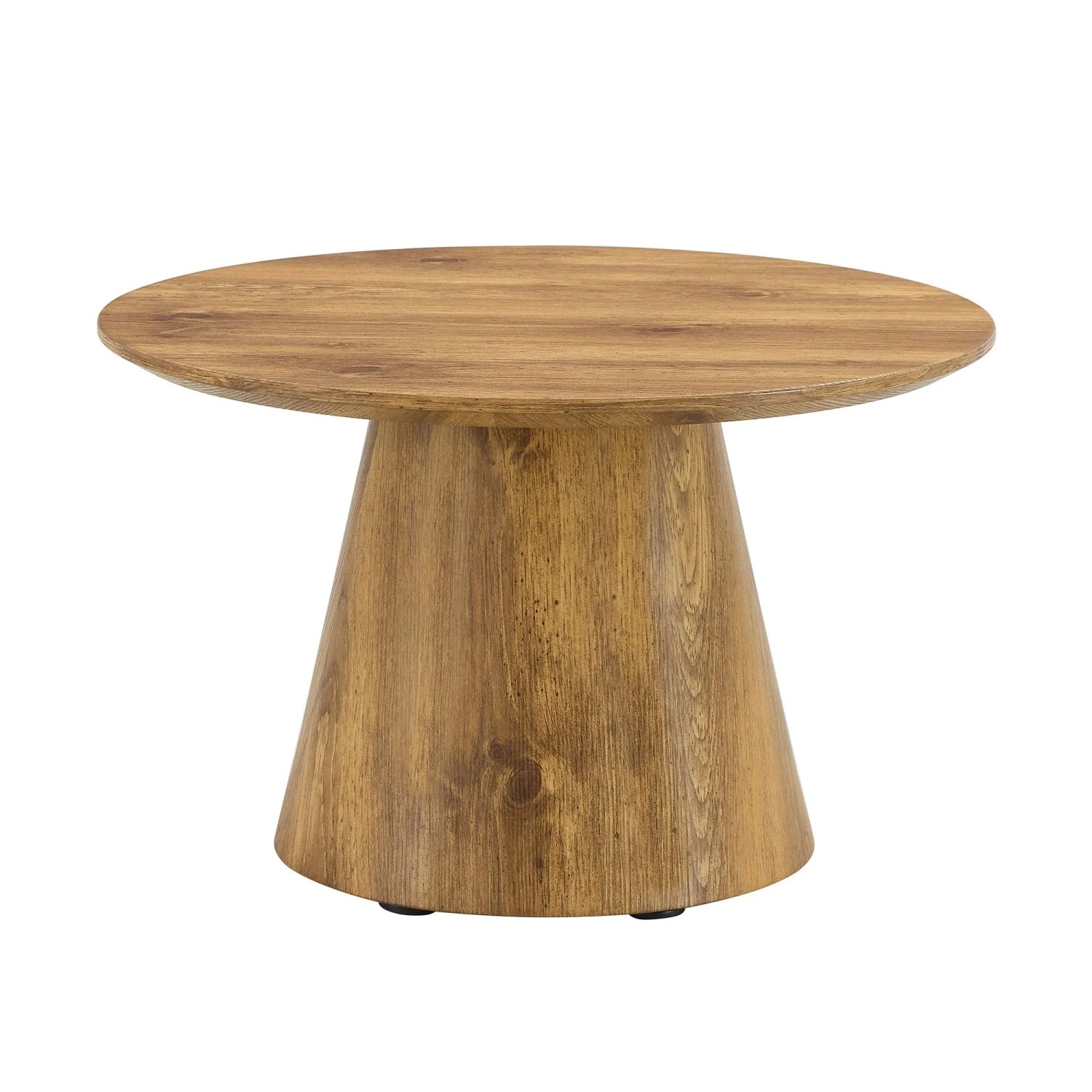okwish Couchtisch mit Rundem Design in Holzoptik für Wohnzimmer Balkon 60x60x35 cm Natur