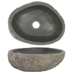 vidaXL Waschbecken Flussstein Oval 29-38 x 24-31 cm 146212