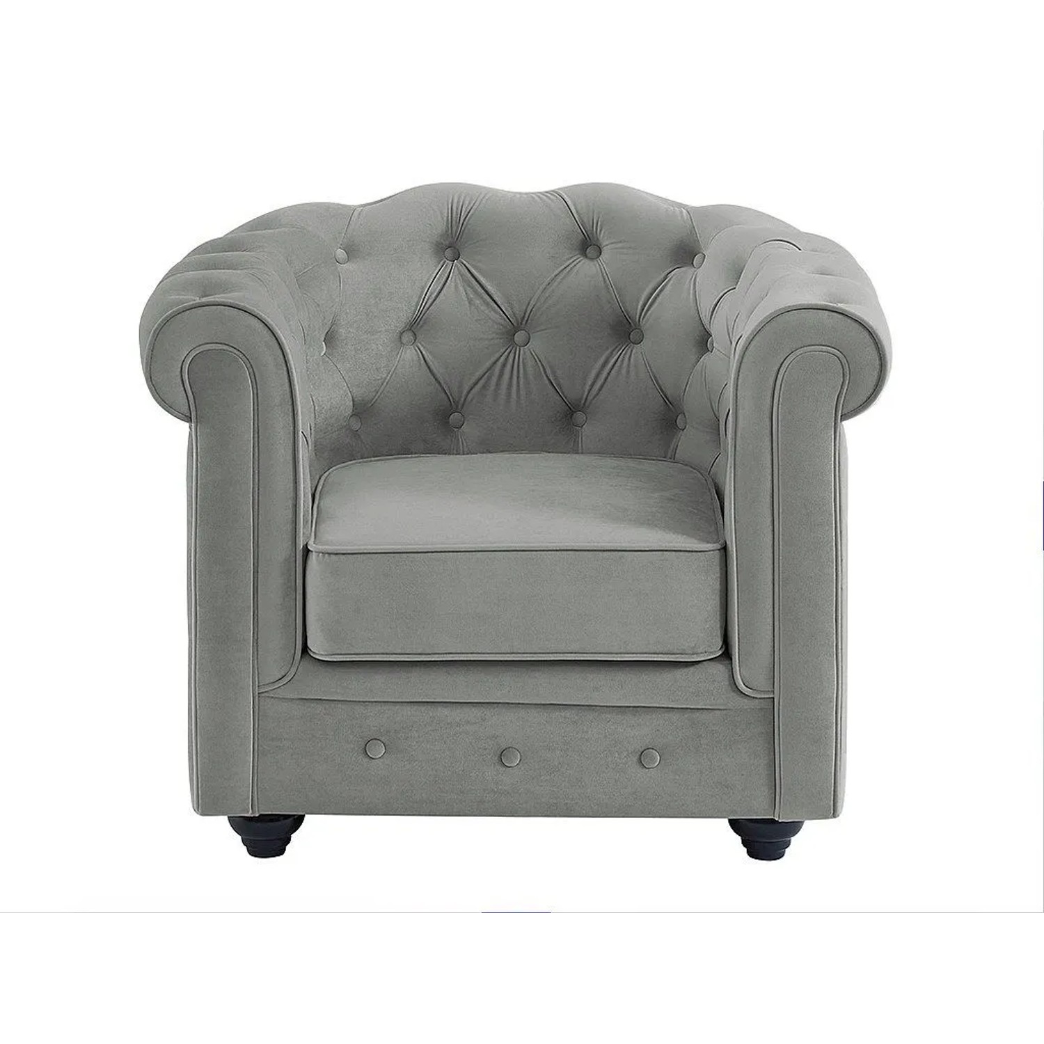 Vente-unique Sessel Mit Gerader Rückenlehne Chesterfield Hellgrau 82 cm