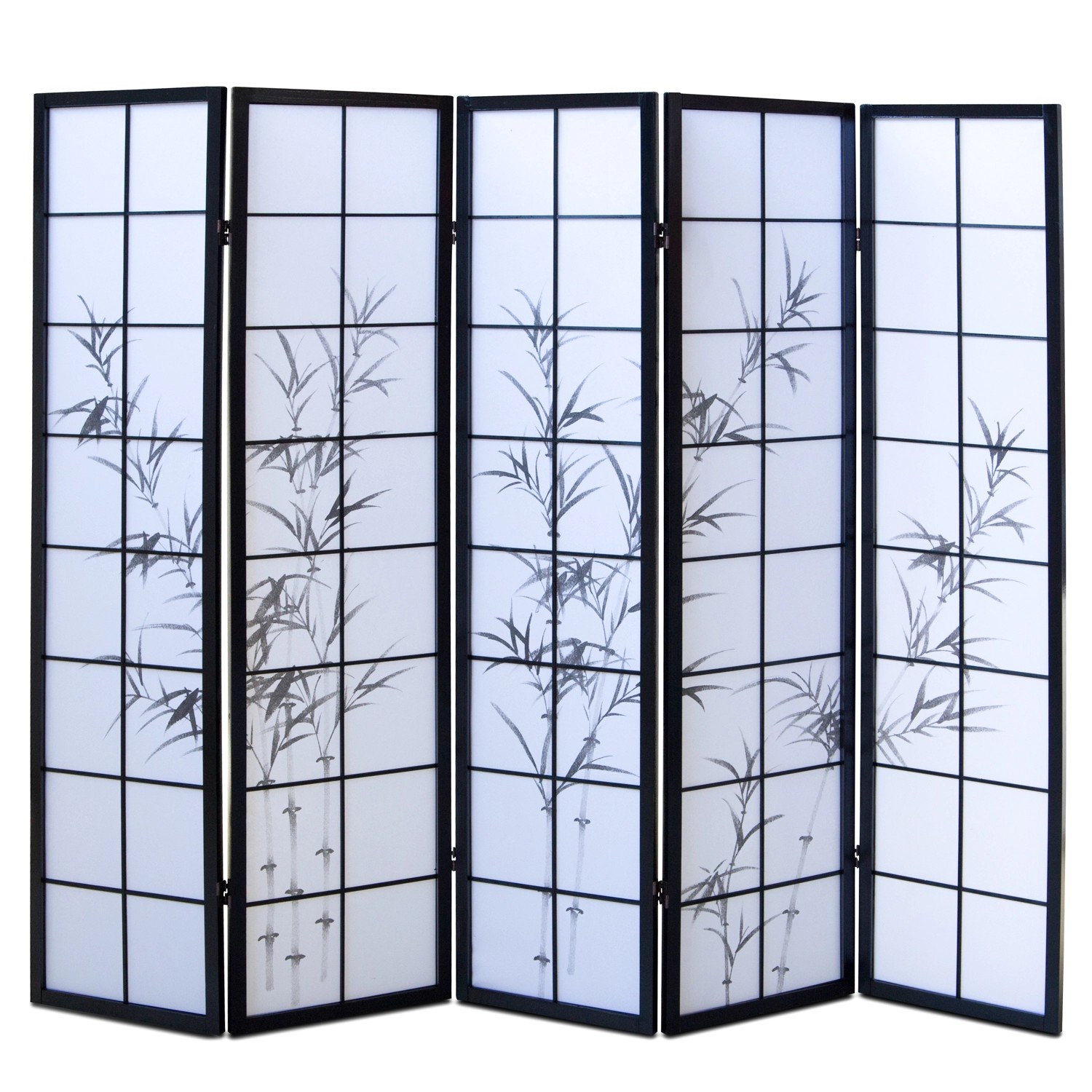 Homestyle4u 5-tlg. Paravent in Schwarz 220x179 cm 287 günstig online kaufen