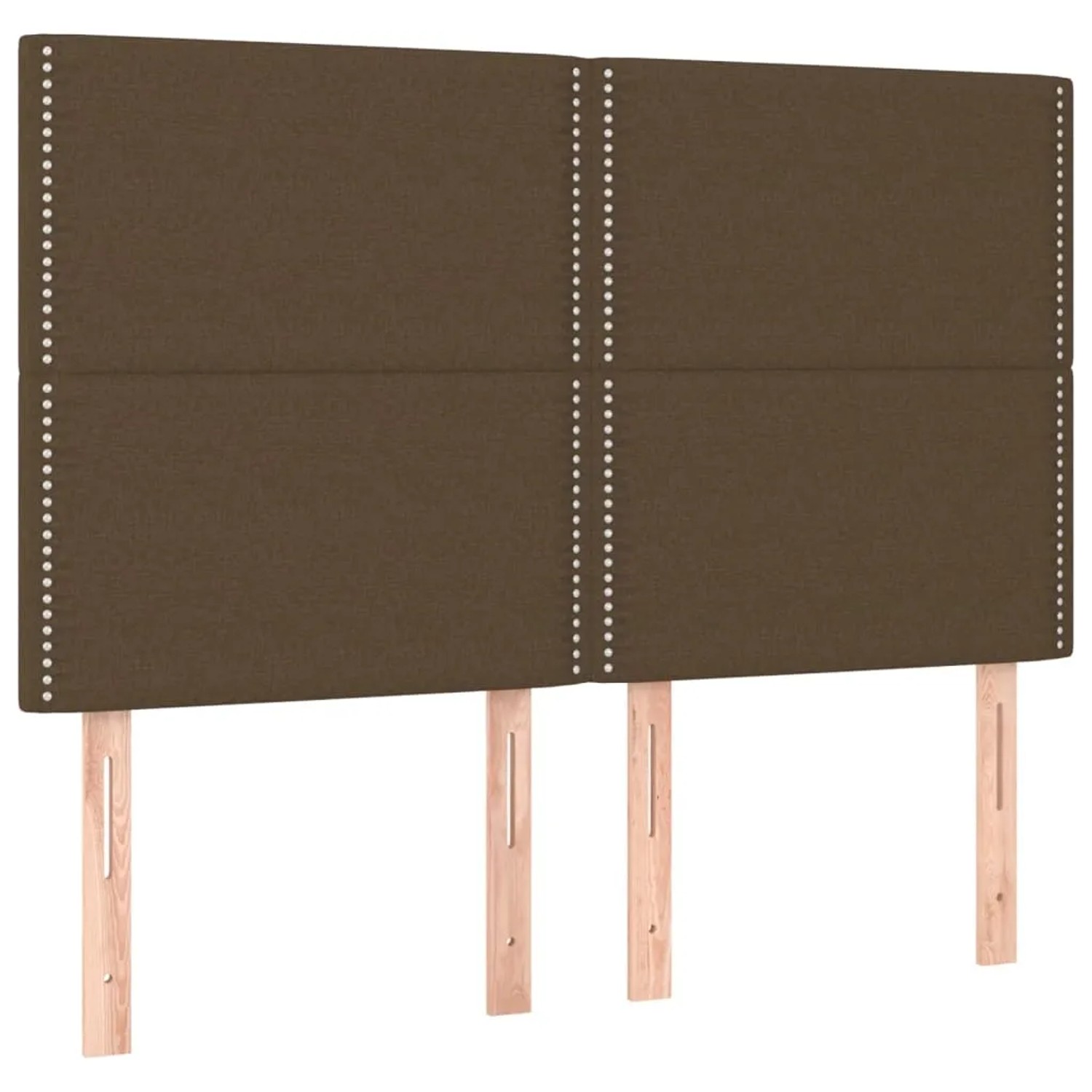 Dunkelbraunes vidaXL Boxspringbett Kopfteil mit Stoffbezug und Ziernägeln.