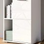Weißer Hochglanz Schuhschrank Grazie, 55 cm, mit offener Ablage und Tür. Modernes Design für Flur Stauraum.