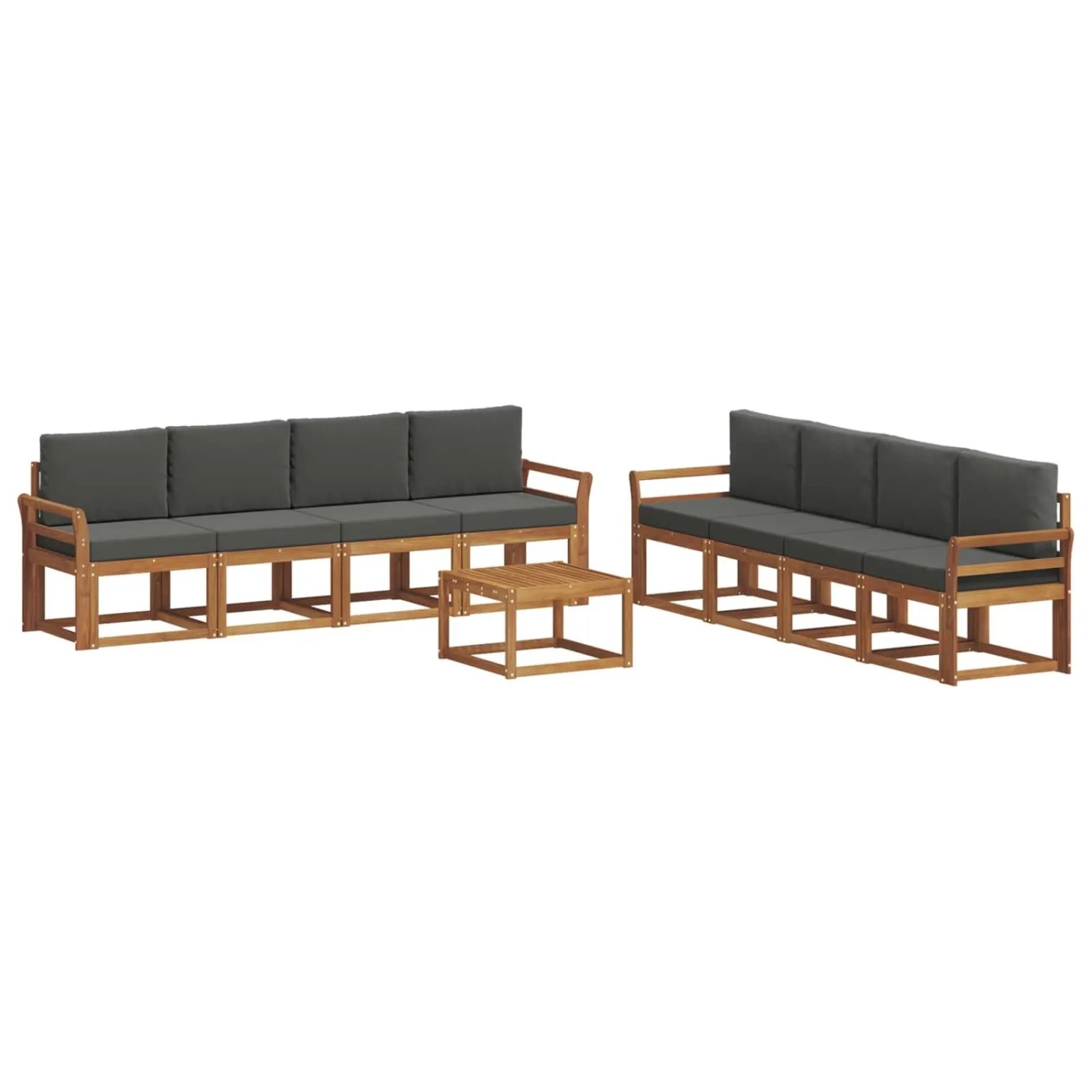 vidaXL Outdoor-Sofagarnitur mit Kissen 9 Stk Natur und Anthrazit 3366185