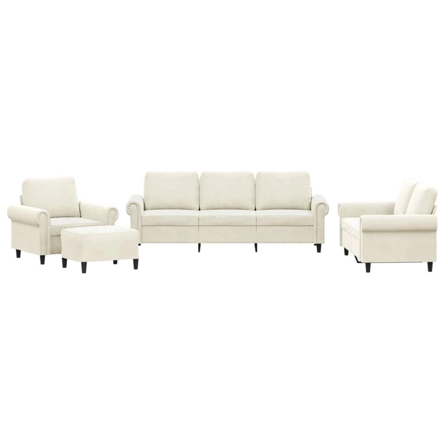 vidaXL 4-Tlg Sofagarnitur mit Kissen Creme Samt 3202188 günstig online kaufen