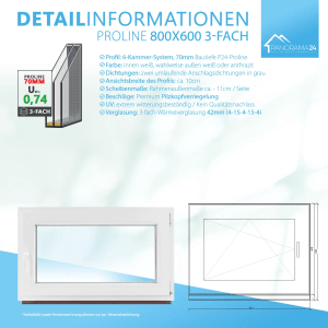 Framelux Kunststofffenster Proline Anthrazit, 3-fach Verglasung, 800x600 mm, Rechtsanschlag.
