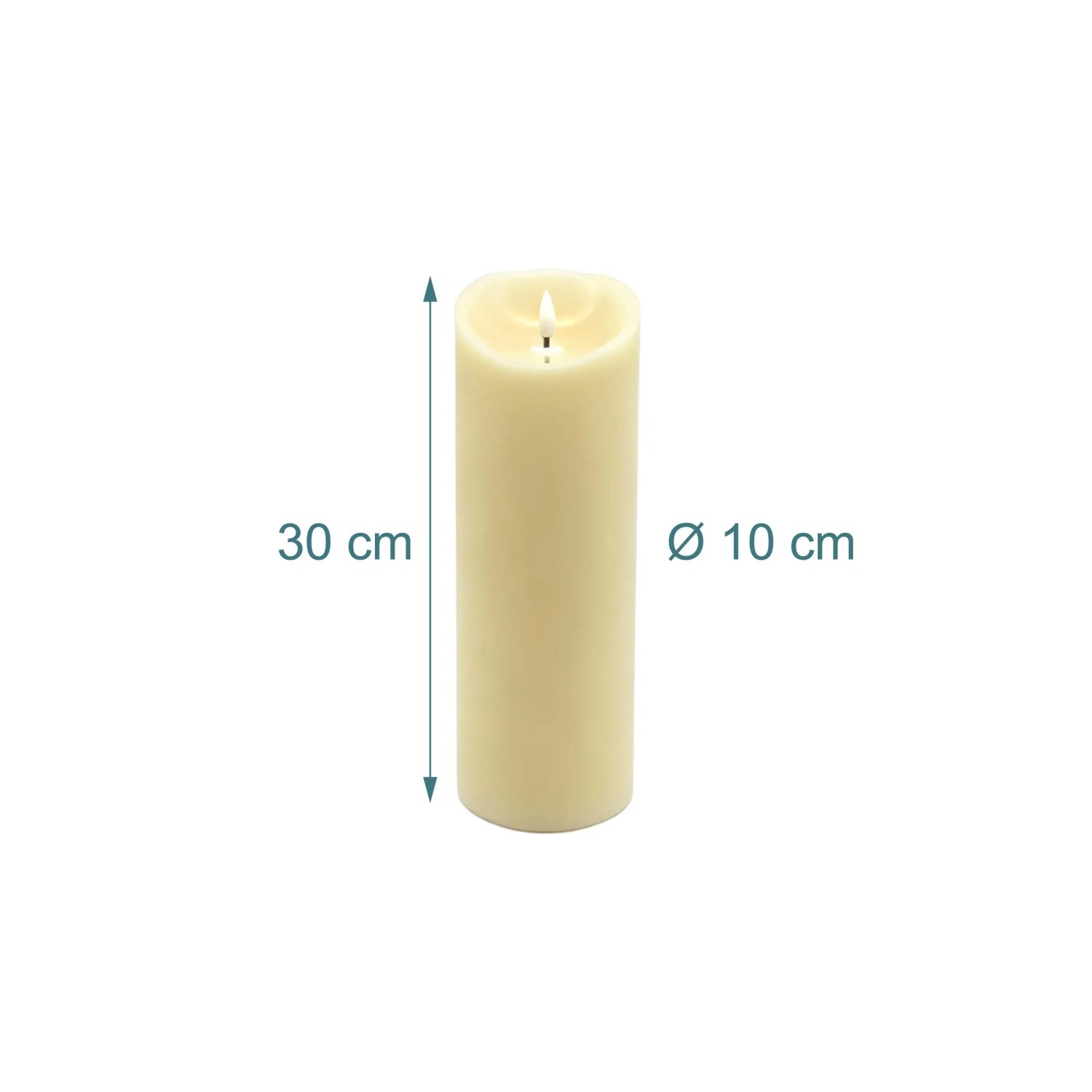 Flammenlose Relaxdays LED-Kerze aus Echtwachs, Champagnerfarben, 30 cm hoch, für gemütliche Lichteffekte.