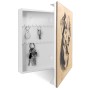 Weißer Banjado Schlüsselkasten mit Hunde-Motiv, Holzfront und 50 Haken. Schlüsselbox für die Wandmontage.