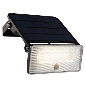 Schwarze LED's Work Solar-Außenleuchte mit Sensor, 12W, zur Wandmontage.