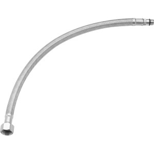 Silberner, geflochtener Flex-Verbindungsschlauch M10 x 3/8, 350 mm, für Trinkwasser und Spülen.