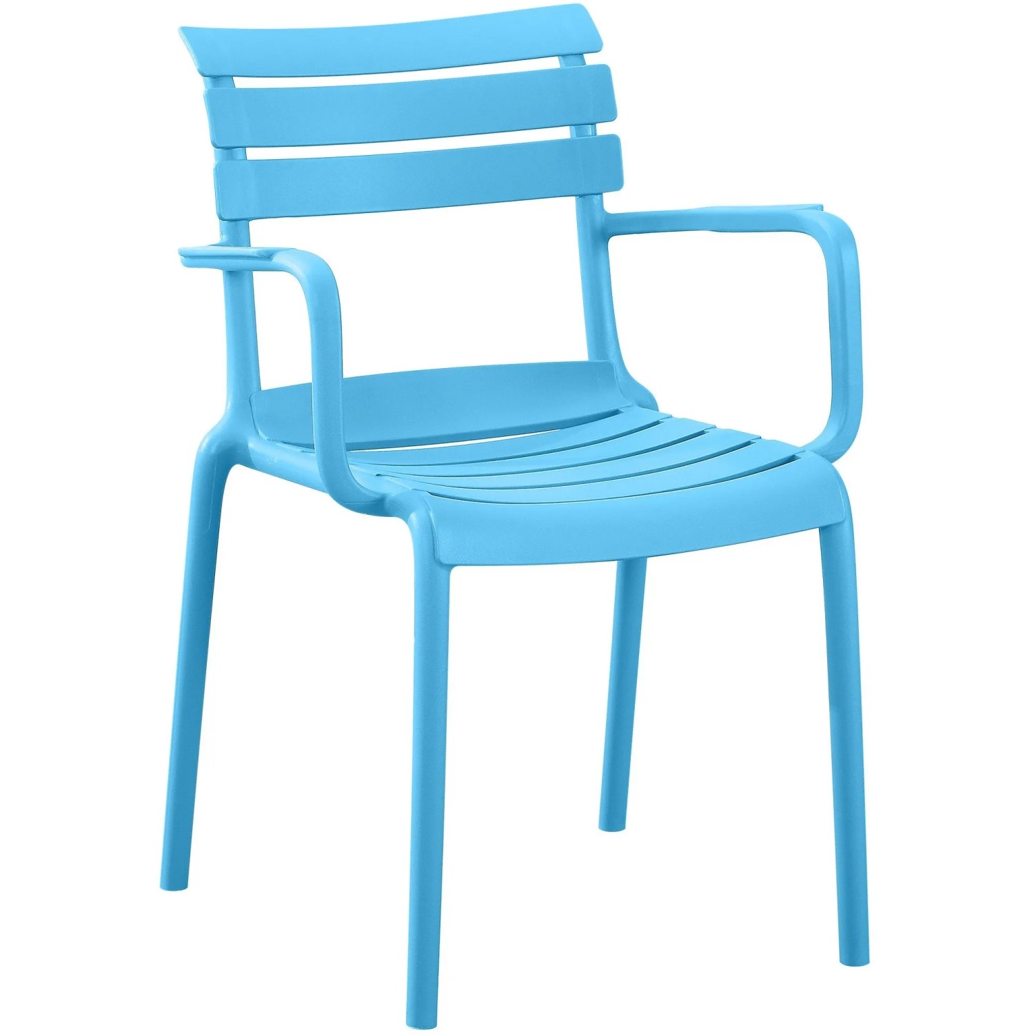 DELUKE Gartenstuhl KARL mit Armlehne 57x57x82cm Kunststoff Blau Stapelstuhl Loungestuhl Garten Outdoor-Stuhl
