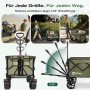 Sekey XXL Bollerwagen, faltbar, olivgrün, mit All-Terrain Rädern und verstellbarem Griff.