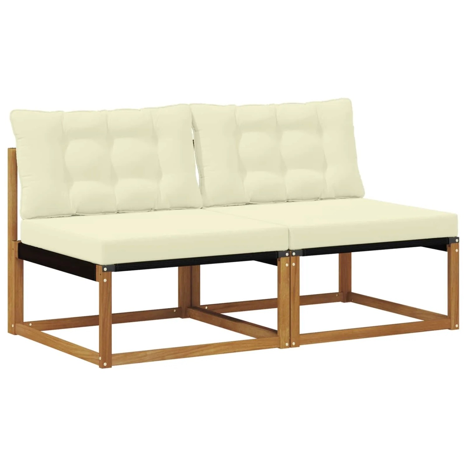 vidaXL 2 Stück Outdoor Mittelsofa Massivholz Akazie Natur 900641