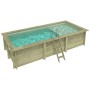 ALTANKA Holzpool Aqua 6,1x2,85 Höhe 1,31 m SANDFARBEN mit Liegefläche auf Rahmen ohne Betonierung BAS7307OSPU3+PLA307