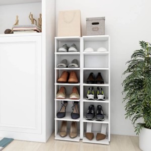 vidaXL Schuhschränke 2 Stk Weiß 27,5x27x102 cm Holzwerkstoff 808486