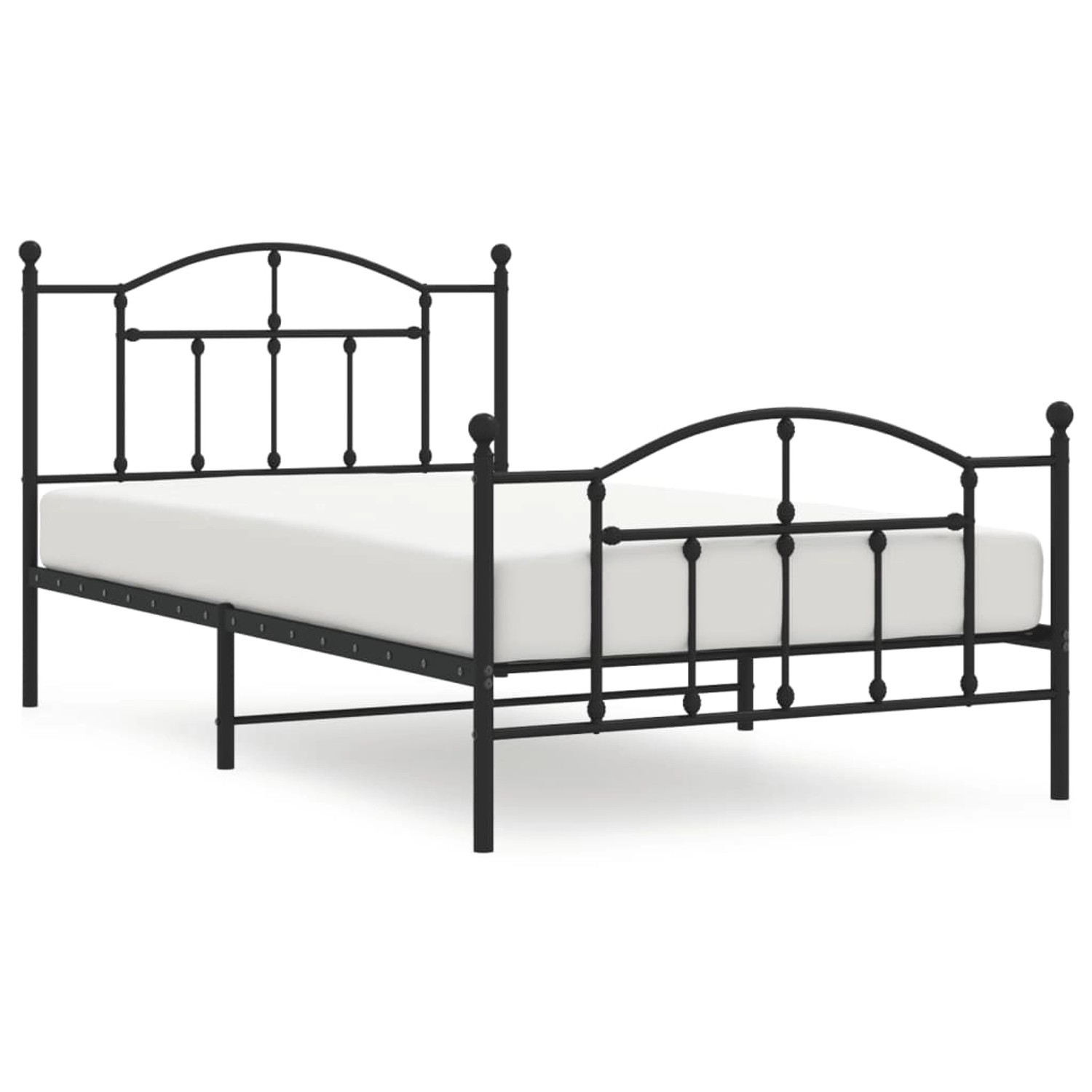 vidaXL Bettgestell mit Kopf- und Fußteil Metall Schwarz 107x203 cm 353453