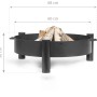 Schwarze CookKing Feuerschale Haiti, Ø 68 cm, aus Stahl mit Holzscheiten.